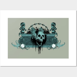 Awesome skull with wings Posters and Art